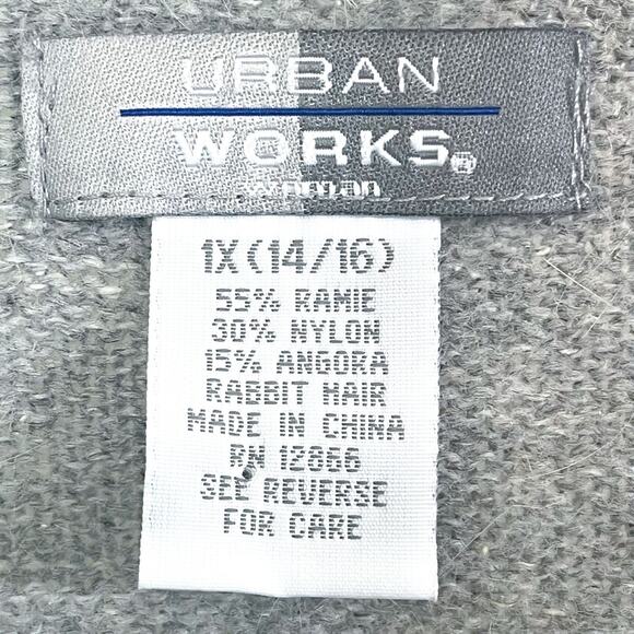 Urban Works Womens Angora Blend Vintage Beaded Cardigan Sweater - Gray, Size 1X - Picture 6 of 7